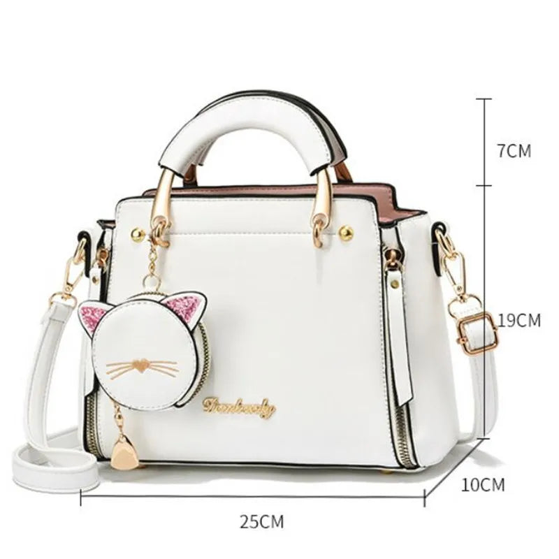 Women's Versatile Liberal Shoulder Messenger Bag Cat Ornament New Trendy Fashion Women's Handbag Haifei  br