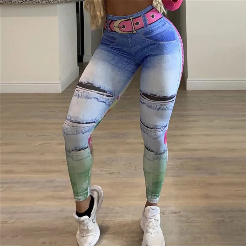 Sport Leggings Print Fitness Leggins Slim Gym Tights High Waist Leggings Sportswear up