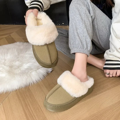 Winter Plush Cotton Slippers Women Flats Shoes New kp