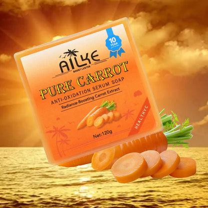 AILKE Organic Brightening Soap, with Carrot, Vitamin C&E, Cleaning, Moisturizing, Smooth and Soft Skin, for Face and Body Use