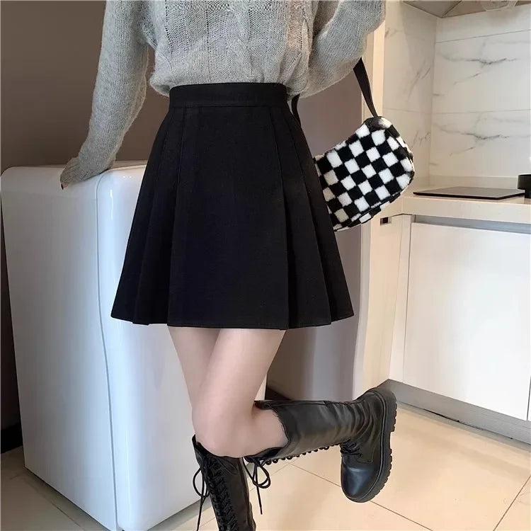 Elegantsocialite Style Skirt 2024 New Women's Spring Plus-size High-waisted Slimming Black A- line Short Skirt Plenty Pleats 3k