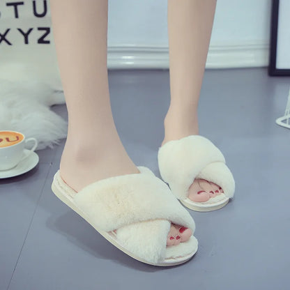 Women Winter Cute  Warm Plush Women Slippers Couple's Indoor Non-slip House Home Cotton Shoes Plush Shoes djam