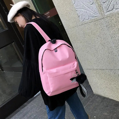 Women Casual Korean Style Canvas Backpack Travel Outing School Bag Storage Pouch