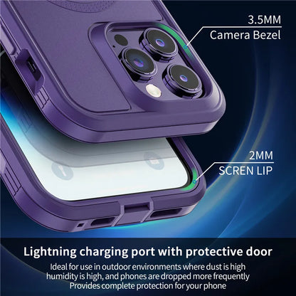 Magnetic Defender Series Case for iPhone 12 13 14 15 pro Max Plus Cover Hybrid Heavy Military Drop MagSafe Shockproof Case greg