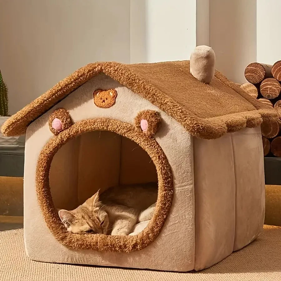 Foldable Pet House Removable Washable Cat House Puppy Cave Sofa Pet Bed House for Extra Small Dogs and Small and Medium Cats fsil