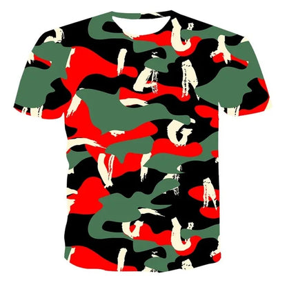 New Camouflage Clothes Leisure Men's and Women's T-Shirts Casual 3D Print Hip Hop Harajuku Personality Round Neck Short Sleeve mmm