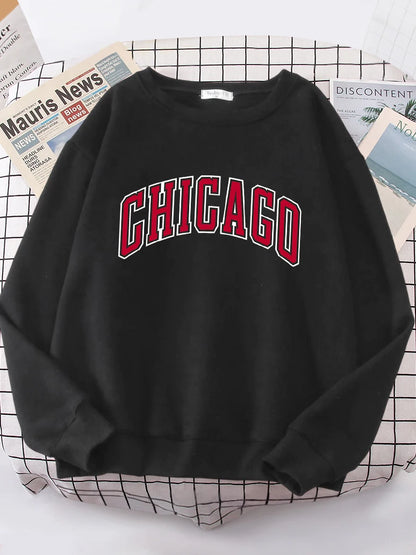 American City Chicago Hoodies Women simple S-XXL Hoodie Loose Street High Quality Sweatshirt hip hop Casual Warm Tops Female cho