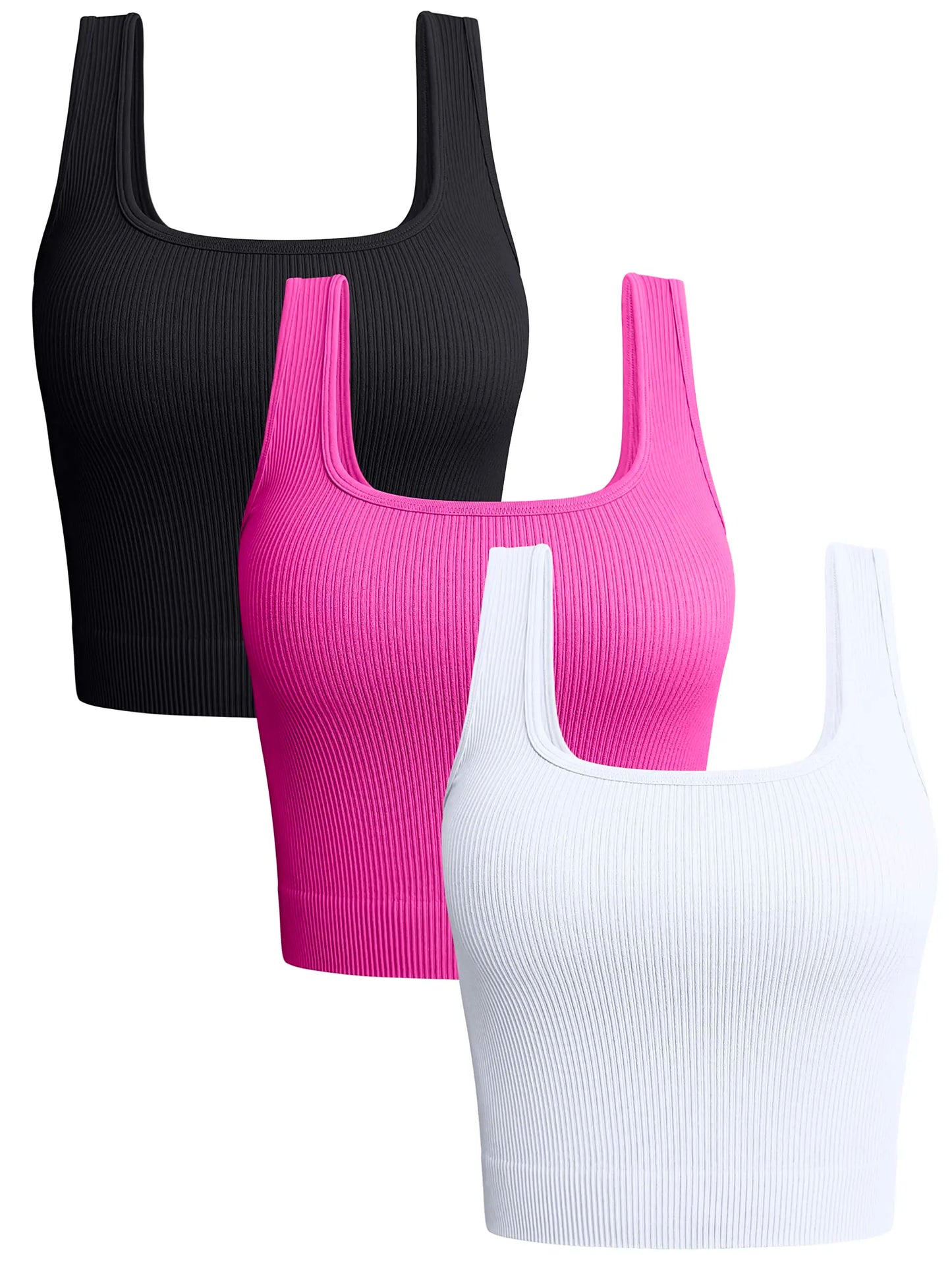 Women's 3 Piece Tank Tops Ribbed Seamless Workout Exercise Shirts Yoga Crop Tops asu