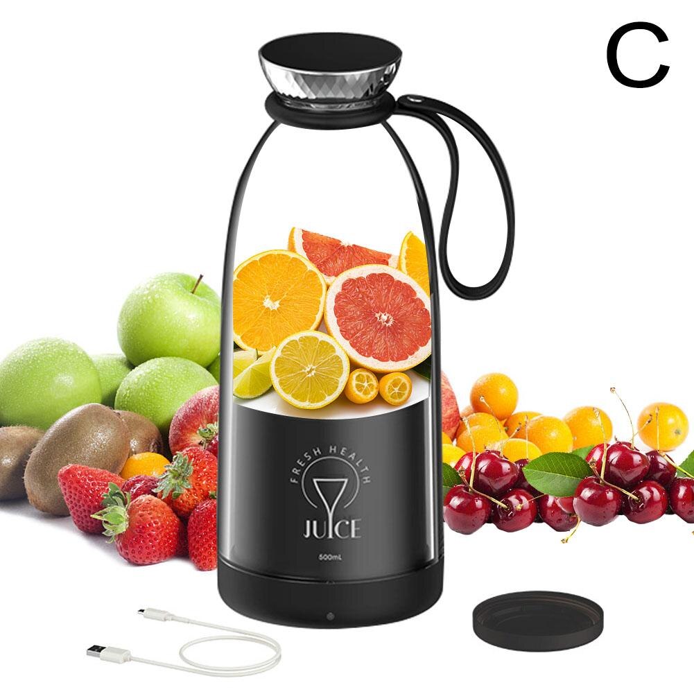 New Portable Blender 500ml Rechargeable Electric Orange Juicer Machine Personal Fresh Juice Blender Smoothie Cup Fruit Mixer