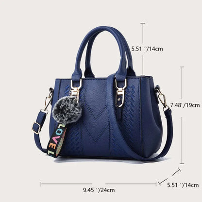 Women Leather Handbags Bags for Women Sac a Main Ladies hair ball Hand Bag br