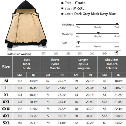 Winter Lambswool Zipper Hoodies High Quality Fleece Jackets Plus-Size Thick Warm Jacket Solid Color Outwear Hooded Coat For Men 7