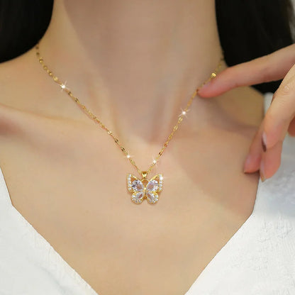 Women Chic Fashion Rhinestone White Clear Butterfly Jewelry Set Jari