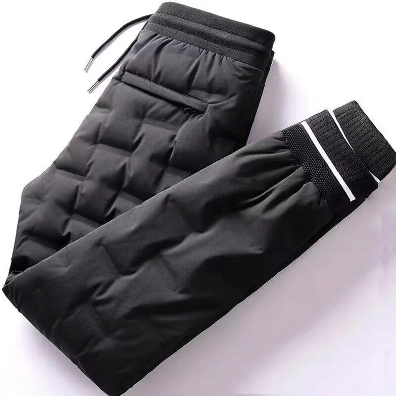 Men's Solid Down Pants  Winter Overalls For Men Fashion Warm Cargo Trousers Waterproof 90% Duck Down Pants Warm Outdoor Joggers