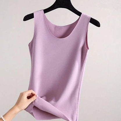 Women's  Thickening Seamless Heat Insulation Tank Top Plush Thin Slim Fit Insulation Clothing Autumn Winter Base Coat Underwear J17