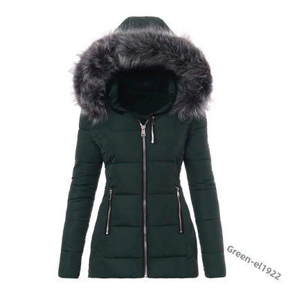 Women's Thick Cotton Coat Colorful Collar Zipper Slimming Effective Smooths Your Silhouette European American Style K2E