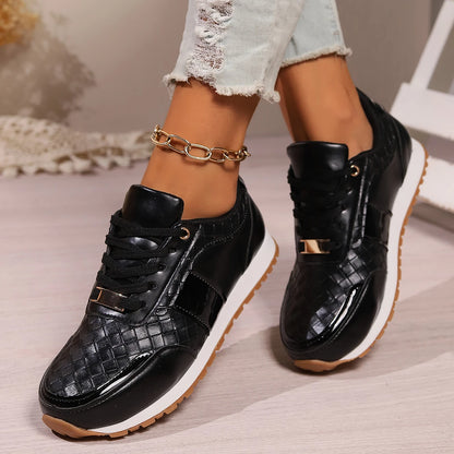 shoes woman trend Women's Fashion Round Toe Lace-Up Women's Sports Shoes Casual Flat Bottom Lightweight Women's Vulcanized Shoes djam