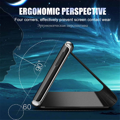 Fashion Mirror Flip Case For Samsung Galaxy M31 S8 S9 S21 S20 FE Ultra S10 Plus M62 S7 M21 M30s M40s M60s M80s M51 S10E Cover pour