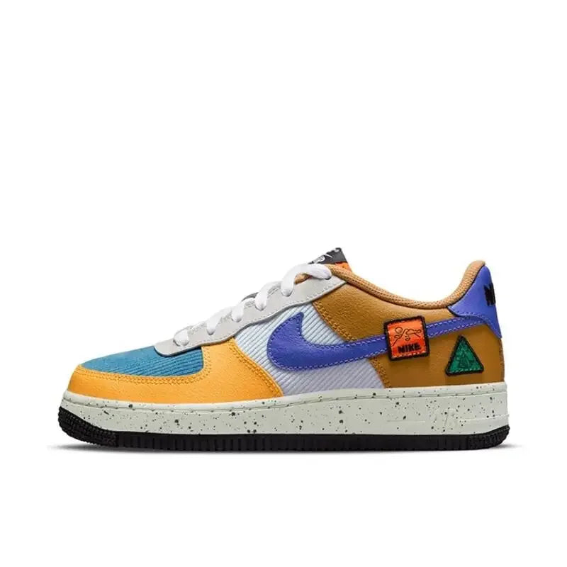 Nike Air Force 1 Unisex Board Shoes Leather Comfortable, Versatile, Anti Slip, Wear Resistant, Low Cut Purple Blue Yellow fr