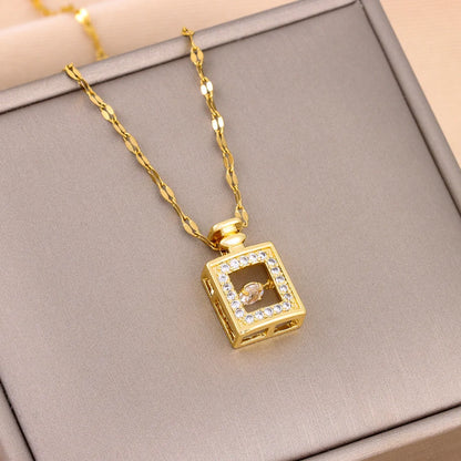 Women Shiny Zircon Geometric Heart Pendant Necklaces Jewelry Gift jari