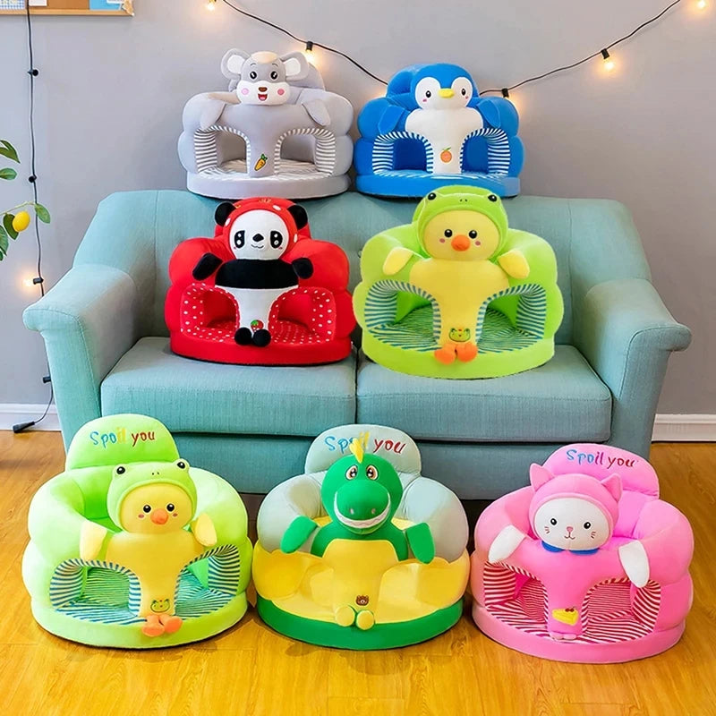 Cute Baby Sofa Support Seat Cover Plush Chair LearningTo Sit Feeding Chair Comfortable Toddler Nest Puff Washable Without Filler fsil