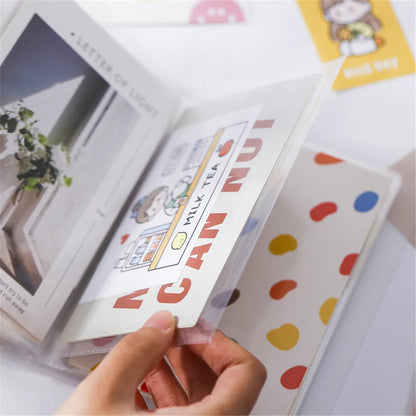 40sheets Pocket A6 Storage Book Sticker Card Portable Transparent Folder Collection Photo Sticker Storage School Stationery