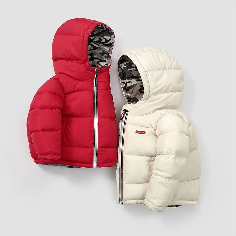 Winter Thick Warm Down Coat For Boys Jackets Can Be Worn On Both Sides Toddler Hooded men's Jacket