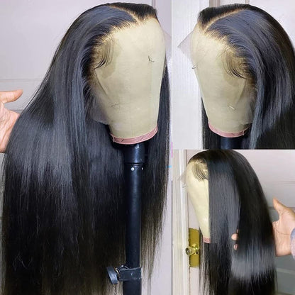 Straight Transprent Lace Front Human Hair Wigs For Women 4X4 Lace Closure Wig 180%Brazilian Wig Remy Natural Long Black Lace Wig