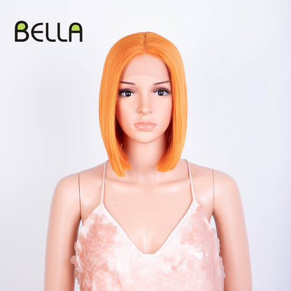 Bella Bob Wig Synthetic Lace Wig Short Blonde Bob Pink 613 Red Lemon Lace Short Hair 10-13 Inch Wigs For Women Lolita Cosplay