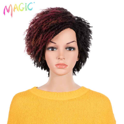 Badon marchand hair Wig Short Dreadlock Wig With Bangs Ombre Black Blonde  Crochet  Wig for Black Women