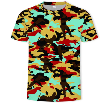 New Camouflage Clothes Leisure Men's and Women's T-Shirts Casual 3D Print Hip Hop Harajuku Personality Round Neck Short Sleeve mmm