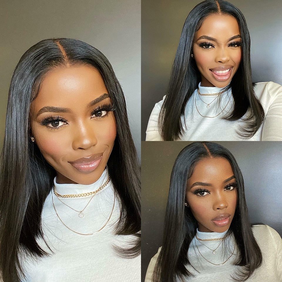 Straight Bob Lace Front Human Hair Wigs for Women Perruque Cheveux Humains Brazilian Glueless Lace Frontal Wig 250 Density 14 16