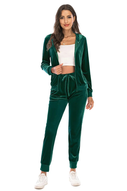 Autumn Winter Women Velour Tracksuit 2 Piece Jogging Pant Sets Hoodie Set Luxury Womens Tracksuit With Hoodie Sportswear Suit 7