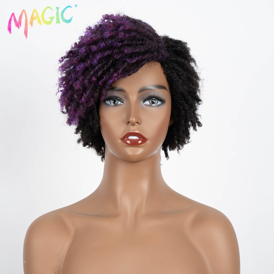 Badon marchand hair Wig Short Dreadlock Wig With Bangs Ombre Black Blonde  Crochet  Wig for Black Women