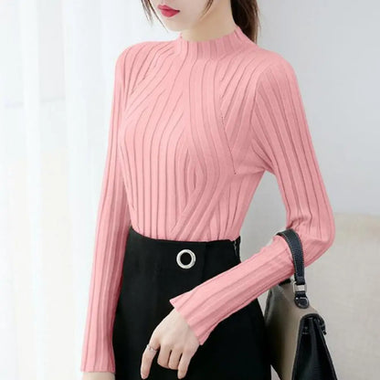 Bottoming Sweater Half High Collar Keep Warm Breathable Comfy Coldproof Polyester Long Sleeve Knitted Basic Sweater for Autumn siter