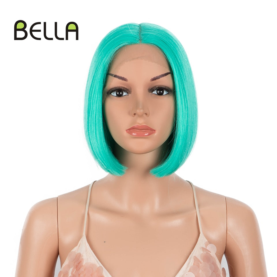 Bella Bob Wig Synthetic Lace Wig Short Blonde Bob Pink 613 Red Lemon Lace Short Hair 10-13 Inch Wigs For Women Lolita Cosplay