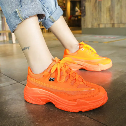 Comemore New Sneakers Women Spring Platform Casual Sports Shoes Fashion Sneaker Basket Yellow Lace-Up Chunky Footwear Woman 2022