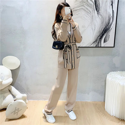 2025 Women Casual Wide Leg Trousers Set