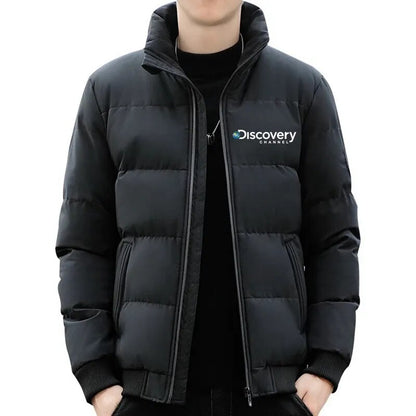 Men's Jacket Fashion Solid Casual Thickened Jacket Stand Collar Cold proof Large Padded Jacket Men's Coat