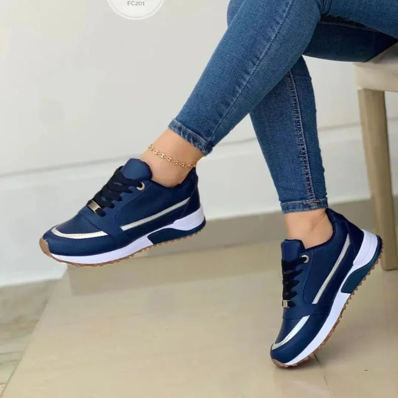 Ladies Sneakers on Sale Fashion Round Toe Flat Platform Shoes Caual Mixed Colors Lace Up Sneakers Outdoor Running Women's Shoes djam