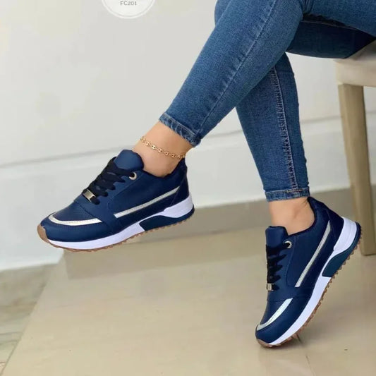 Ladies Sneakers on Sale Fashion Round Toe Flat Platform Shoes Caual Mixed Colors Lace Up Sneakers Outdoor Running Women's Shoes djam