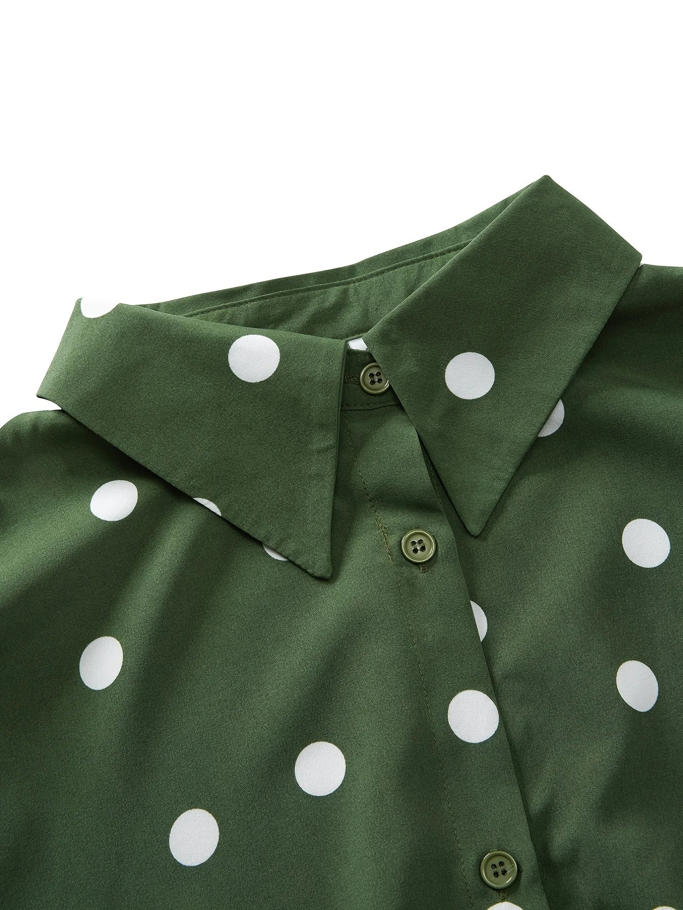 Autumn Women Shirt Green Dot Printing Female Clothing Fashion Elegant Ladies Office Chiffon Blouse Long Sleeve Women Clothes To Gs