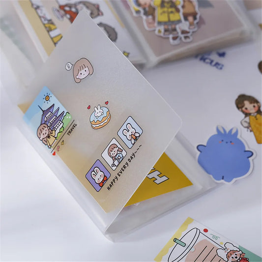 40sheets Pocket A6 Storage Book Sticker Card Portable Transparent Folder Collection Photo Sticker Storage School Stationery