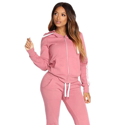 Spring Autumn Women Sweatshirt Set Solid Color Casual Zipper Hoodies Daily Gym Jogging 2 Pieces Set  New Woman Pant Sets pour