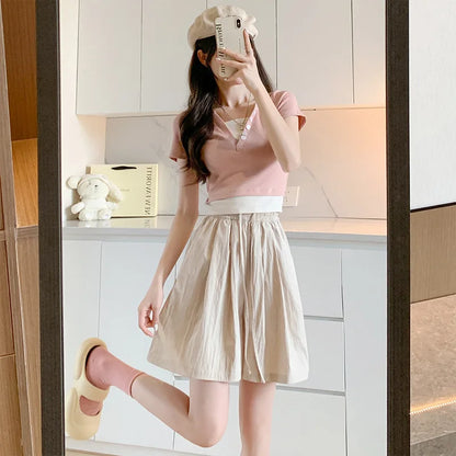 Women Shorts Summer Casual Solid Two Pockets Shorts high Waist Loose Shorts For Girls Soft Cool Female Shorts 7