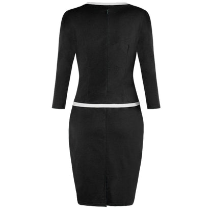 Elegant Office Lady Dress Casual Bodycon Party Wrap Dresses Wear to Work Fake Two Piece Vintage Tight Hip Robe Femme pour