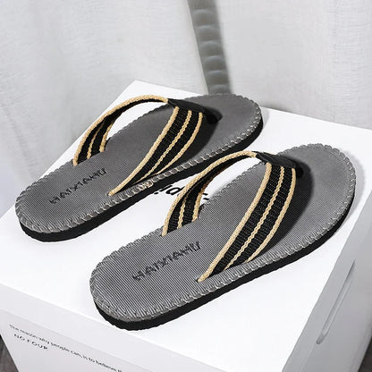 Men Slippers Outside Beach Flat Flip-flop 2023 Summer Casual Slippers Indoor Home Male Anti-slip Shoes Thong Sandals Black