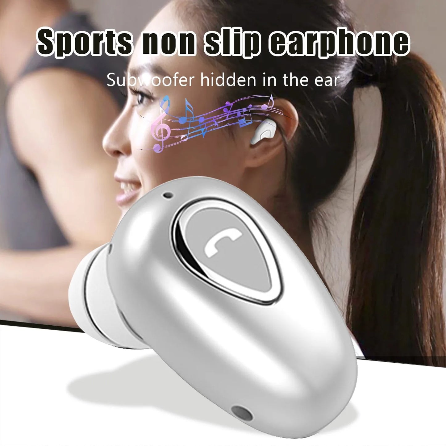 Wireless Bluetooth Single Ear Headset In-Ear Mini Invisible Business Headphone Stereo Deep Bass Sports Hands-free Earphones