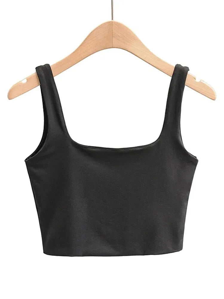 Women  Sleeveless Tops Fashion Short Square Collar Tank Tops asu