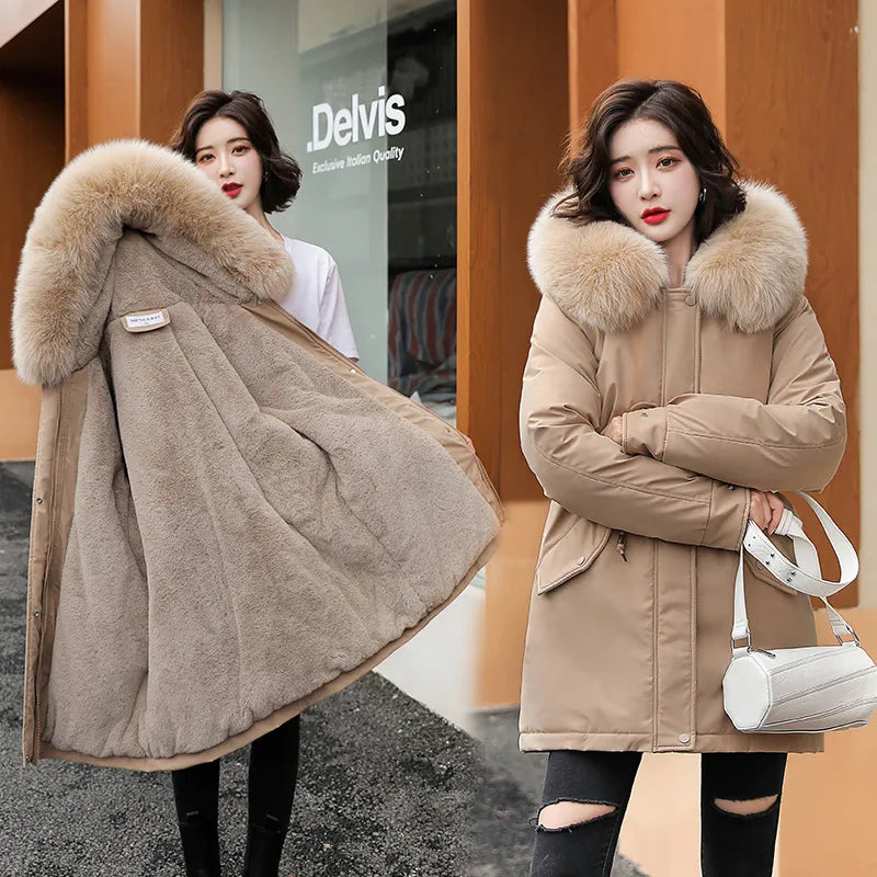 New Winter Jacket Slim with Fur Collar Warm Snows Clothes women's jacket cho