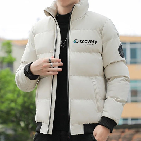 Men's Jacket Fashion Solid Casual Thickened Jacket Stand Collar Cold proof Large Padded Jacket Men's Coat